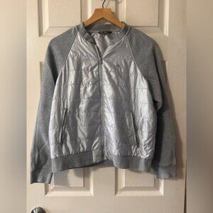 Tommy Bahama Gray Quilted Bomber Jacket Full Zip Size Medium